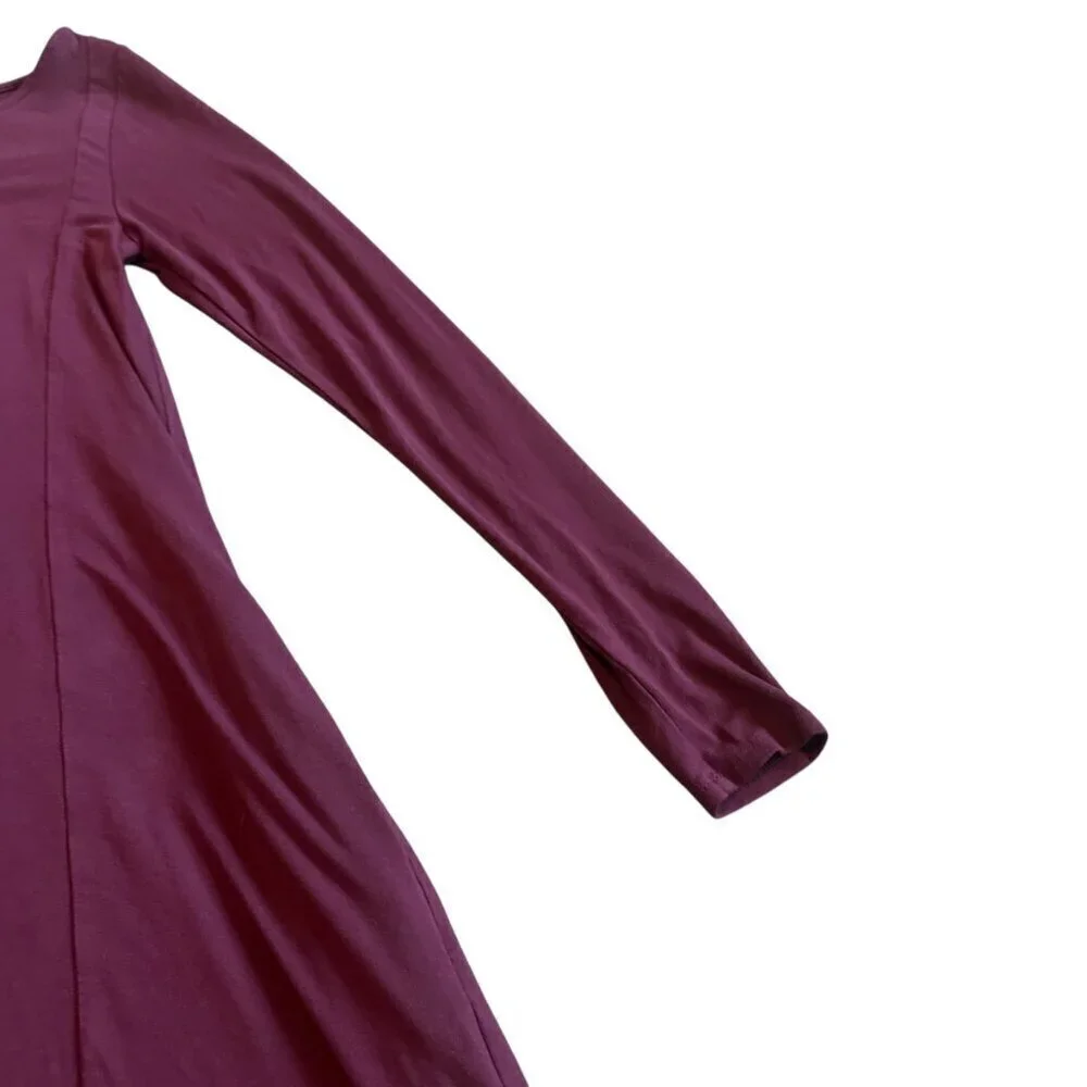 Peruvian Connection Purple Jersey Knit Dress Long Sleeve Flowy Size XS Women's